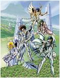 Poster dos Cavaleiros de Bronze Vestindo Suas Armaduras Divinas