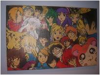 Quadro com diversos animes inclusive CDZ