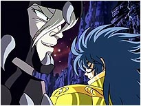 O espectro Flégias de Lycaon derrota Hyoga e Shiryu, mas é vencido por Kanon!