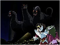 Seiya de Pégaso e Shun de Andrômeda encontram o cão Cérbero!