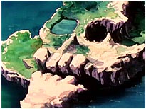 É uma ilha inferno, cujo formato parece de uma caveira!