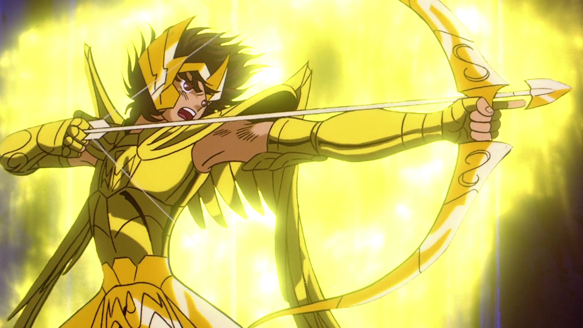 Seiya veste a Armadura de Ouro de Sagitário e vence Abel com a Flecha da Justiça!