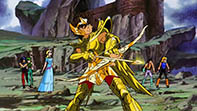 Seiya veste a Armadura de Sagitário para tentar impedir de uma vez por todas a ambição maligna de Durval!