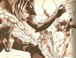 Imagem da luta de Shido de Mizar contra Os Cavaleiros de Bronze no Japão!