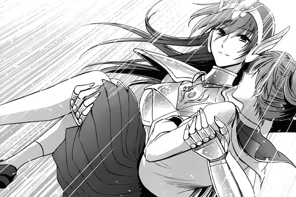 Shoko nos braços de sua irmã mais velha Kyoko, a Santia de Cavalo Menor!