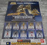 Panfletos promocionais da linha Cloth Myth da Bandai