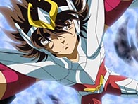 Seiya cai no buraco que leva ao Mundo dos Mortos junto com Radamanthys!