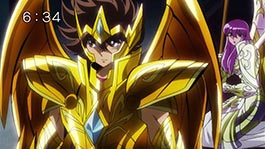 Seiya protege Atena enquanto enfreta o Titan!