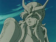 Shun foi transformado em pedra ao olhar diretamente para o Escudo da Medusa de Algol!