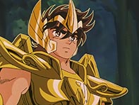 Seiya veste a Armadura de Sagitrio e enfrenta Aiolia de Leo!