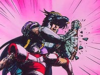 Seiya consegue fazer com que Shiryu destrua o próprio escudo e o próprio punho!