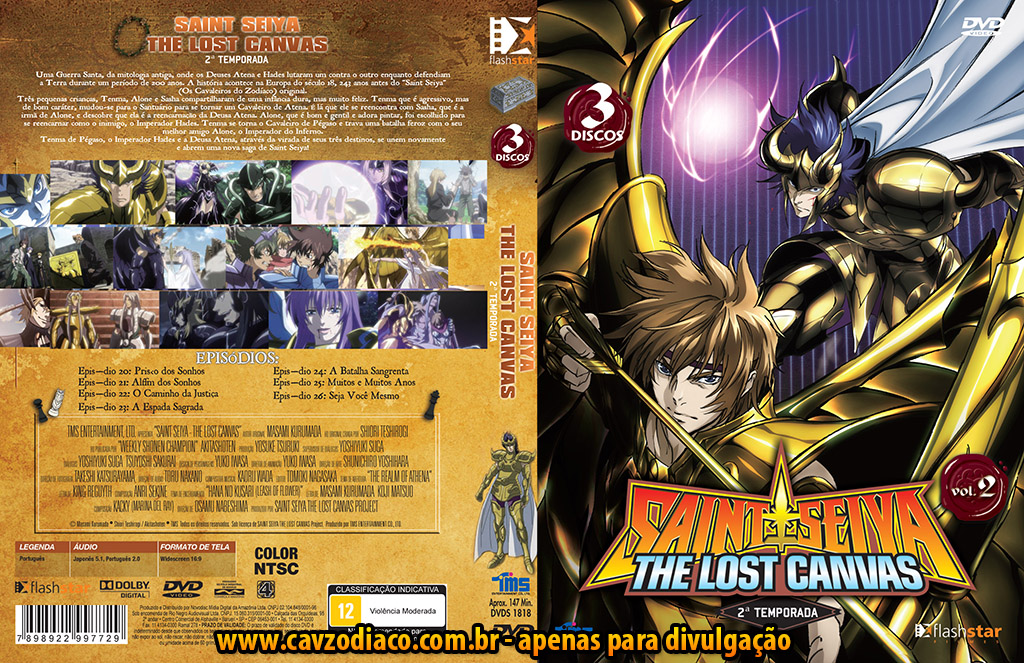 Cavaleiros Zodíaco Lost Canvas Saint Seiya 6 Dvds Volume 1+2