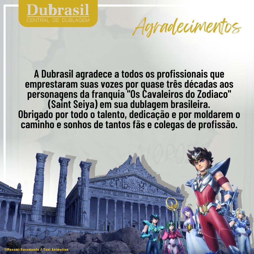 Batalha pelo Santuário: crise na dublagem é escancarada e troca dos  dubladores dos Cavaleiros do Zodíaco poderá acontecer! - Os Cavaleiros do  Zodíaco - CavZodiaco.com.br